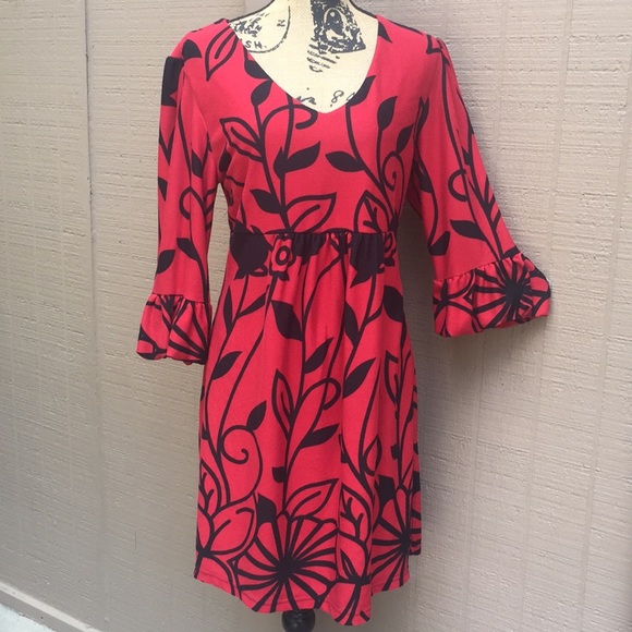 Sz 2 XL Ice Silk Red Black Winter Dress EUC - Picture 1 of 7